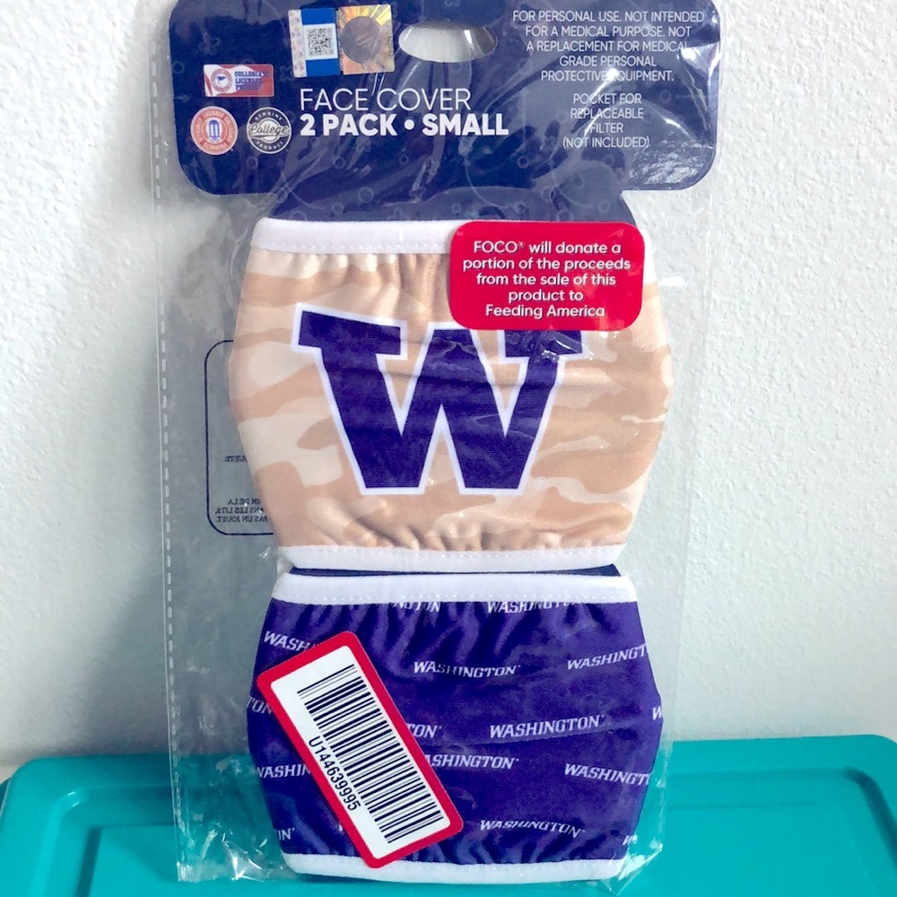 4x Washington Huskies Youth Masks FOCO NCAA Officially Licensed Product - Picture 2 of 6